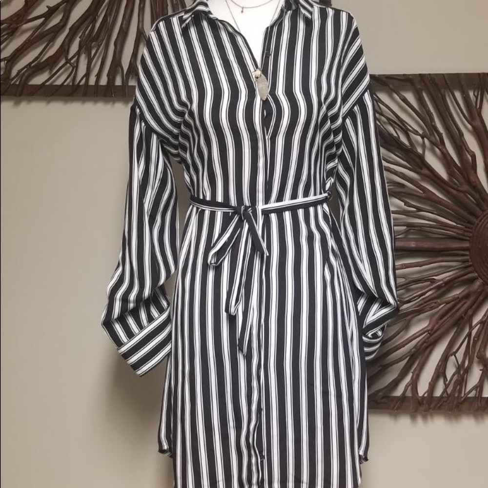 Black and White Dress with Belt.